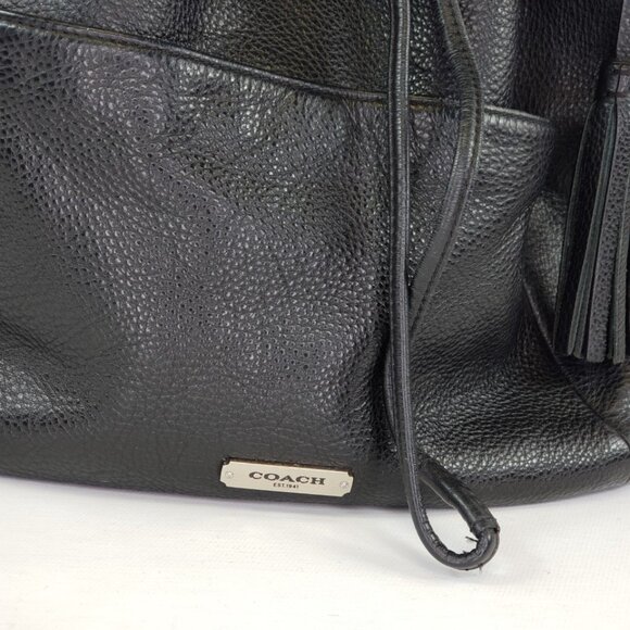 Coach AVERY Black Pebble Leather HOBO Drawstring Shoulder Bag Purse Style 27003 - Picture 2 of 15